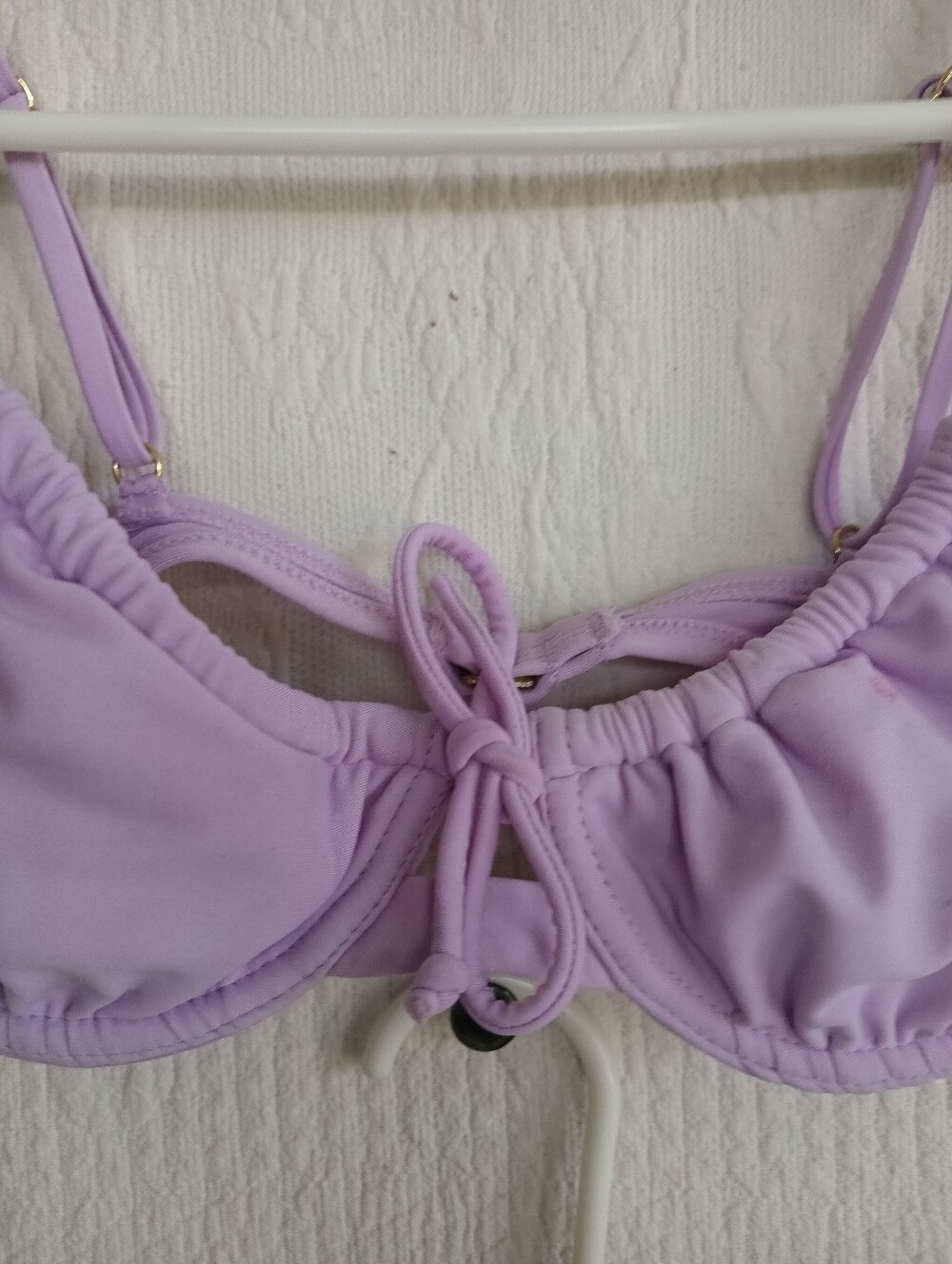 Kona Sol Lilac Tie-Front Bikini Ruched High Waist Underwire Tropical Flowers MED - Picture 5 of 15